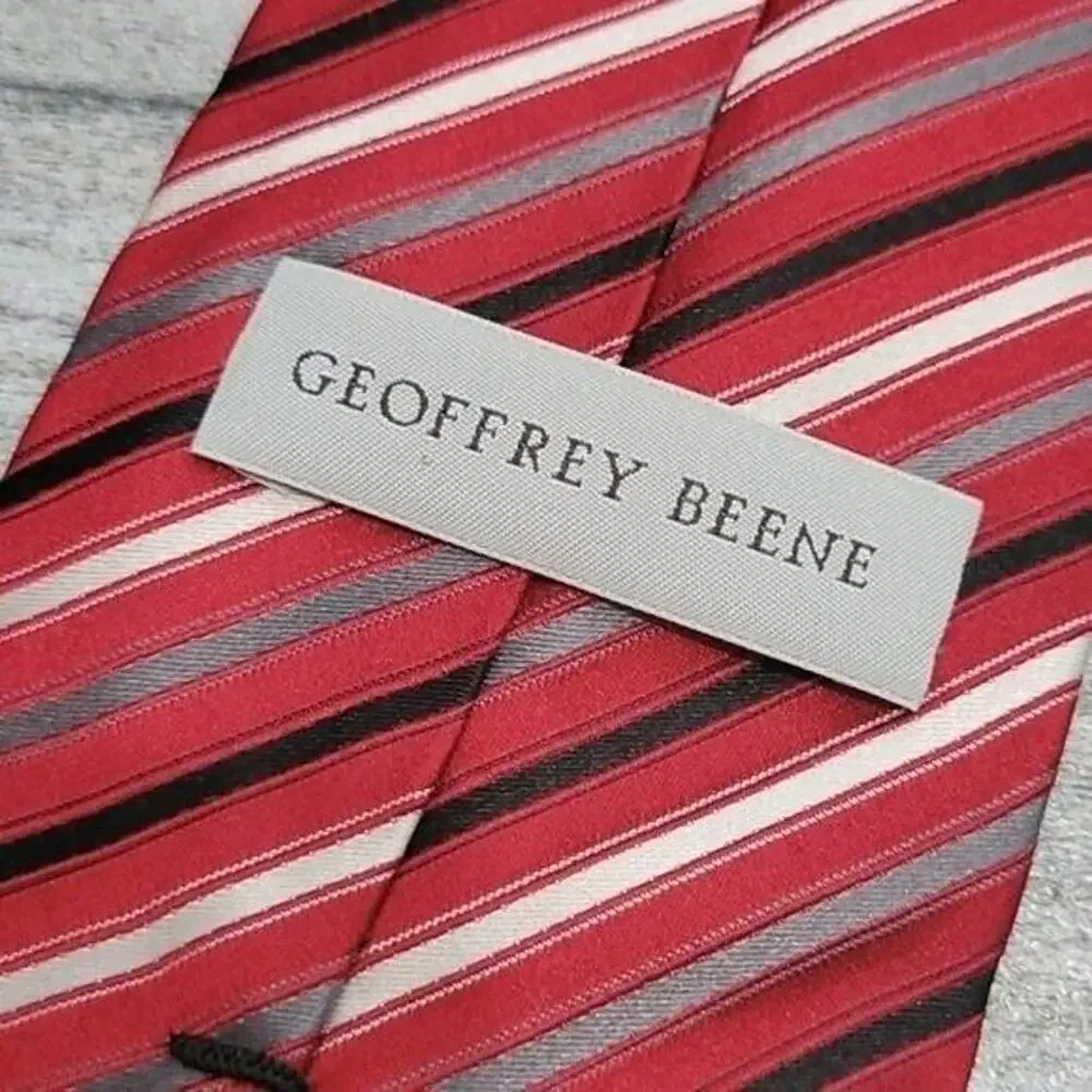 Geoffrey Beene Multicolor Striped Classic 100% Silk Men's Necktie